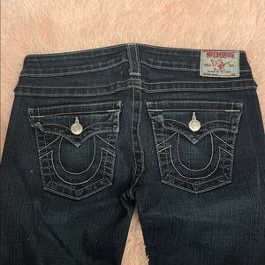 True Religion Women's Straight Leg Jeans - Dark Blue Wash